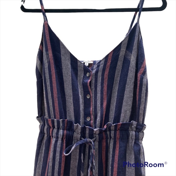 Splendid Crosshatch Stripe Tie Waist Jumpsuit - Picture 1 of 10